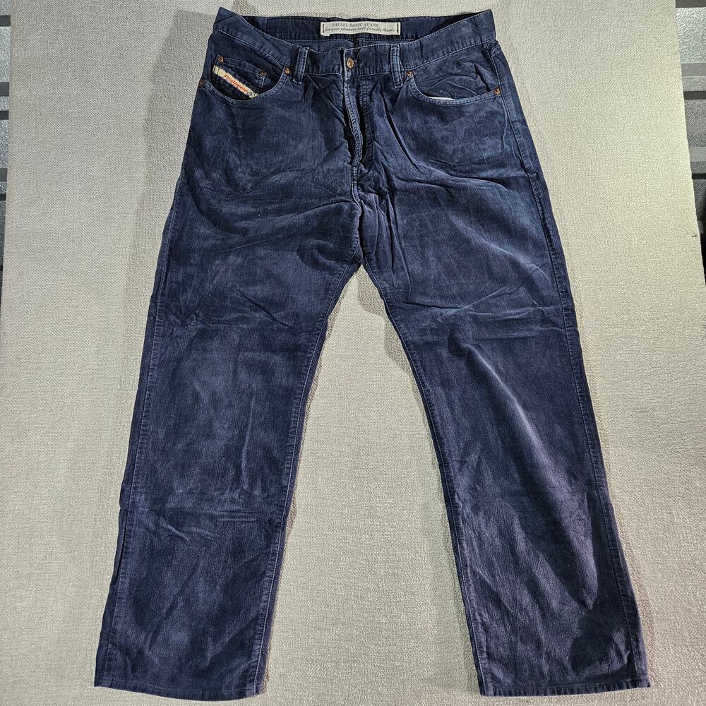Vintage Diesel Keetar Corduroy Jeans Mens 36x30 Blue Faded Pants Button Fly